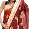 Maroon and Golden Block Print Saree